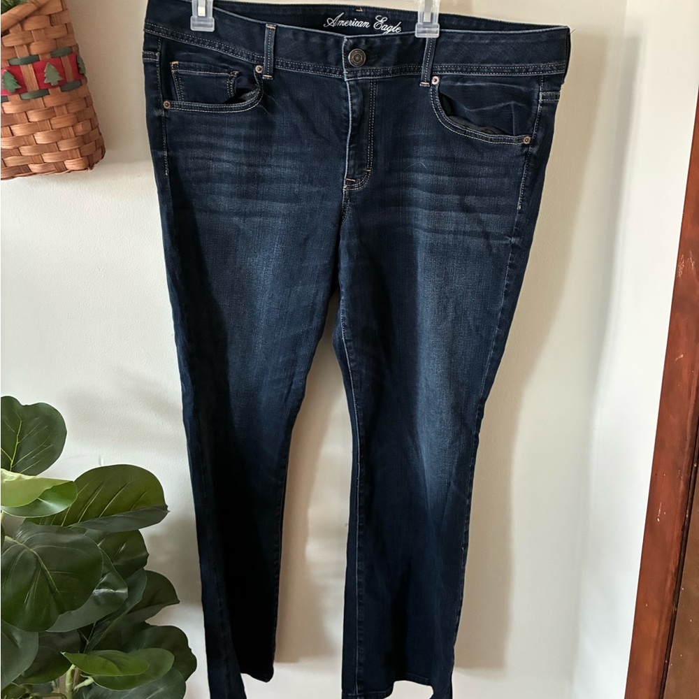 American Eagle Outfitters Women's Deep Indigo Straight Leg Jeans